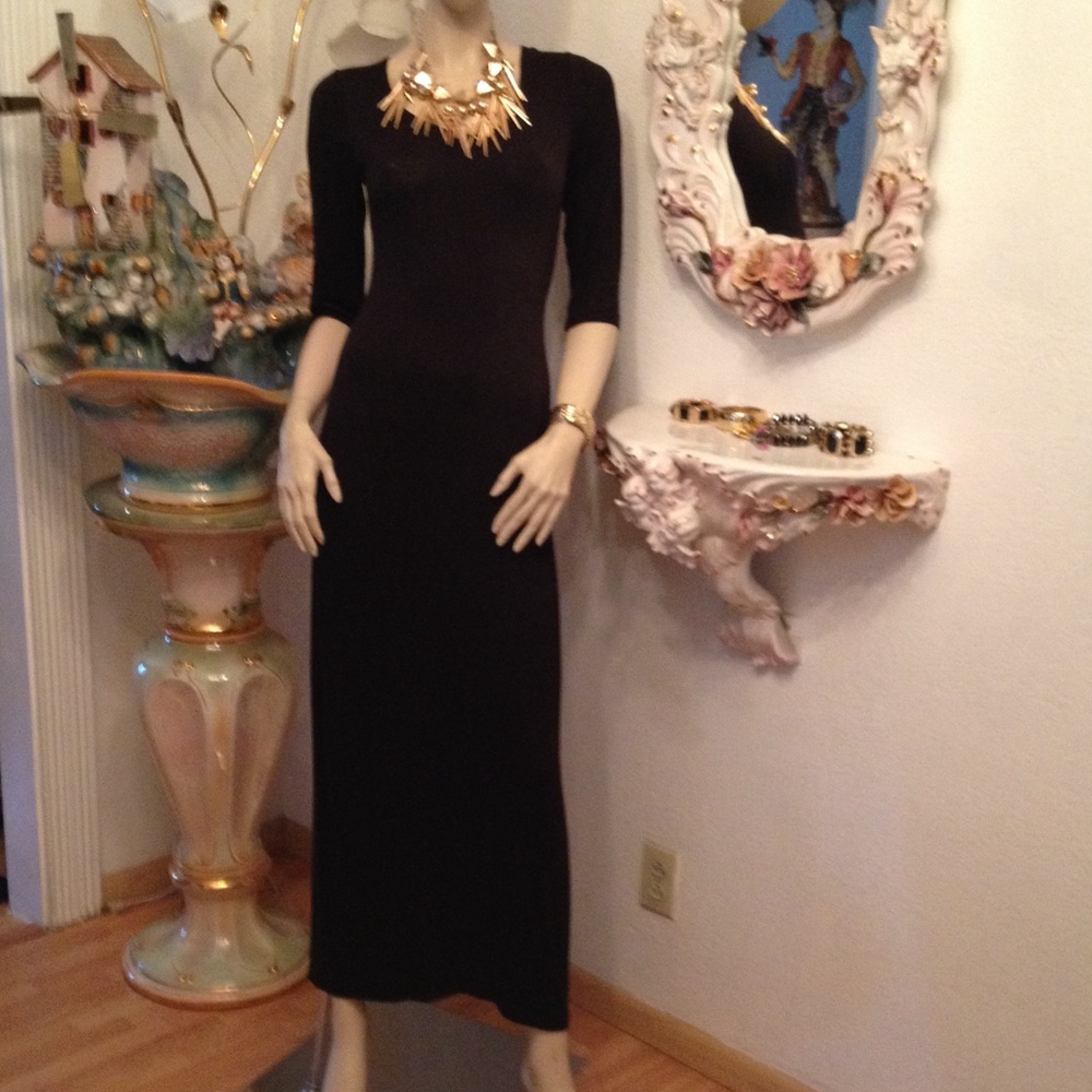 Black Long Gown with Back Sheer design
